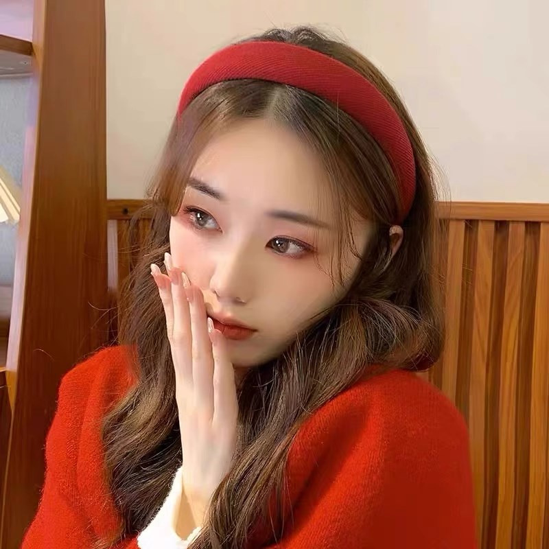 红色发箍女2024新款宽边压发洗脸头箍高级感洋气时尚头饰发卡头窟