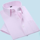 夏季 新郎伴郎结婚西装 薄款 浅粉色斜纹衬衫 男短半袖 职业工装 打底衫