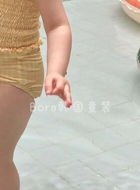宝宝泳衣女宝夏装2025新款洋气连体泳装儿童潮流网红时尚黄色套装