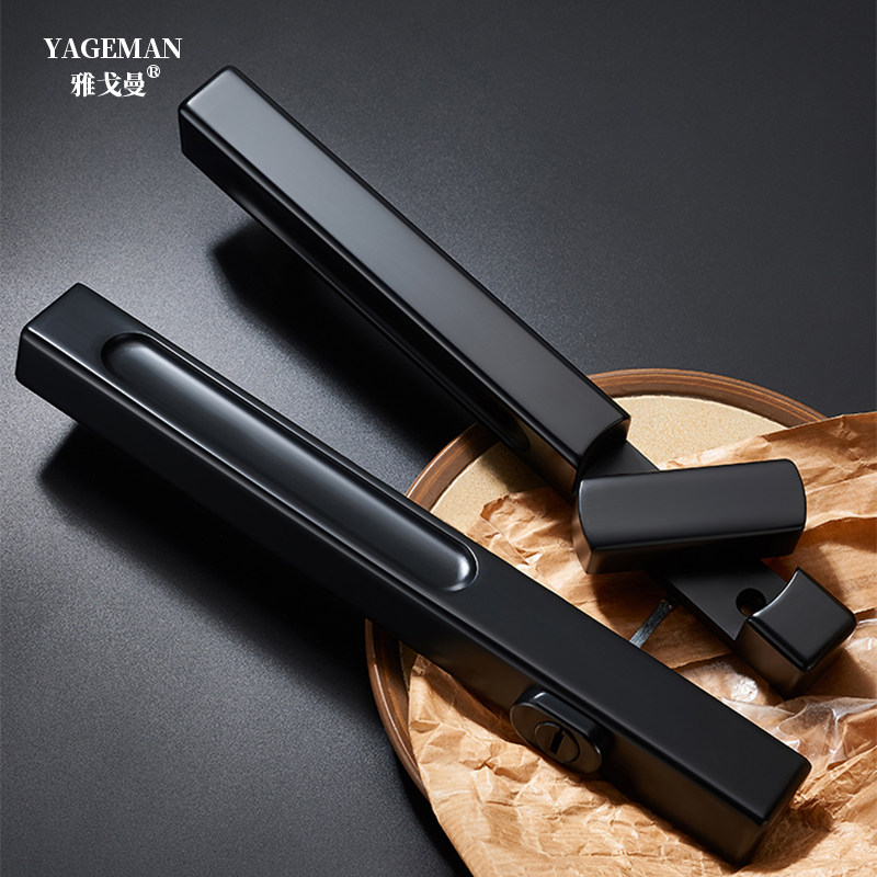 极简推拉门锁磁吸静音室内卧室房间门把手单面隐形锁具直推极窄锁