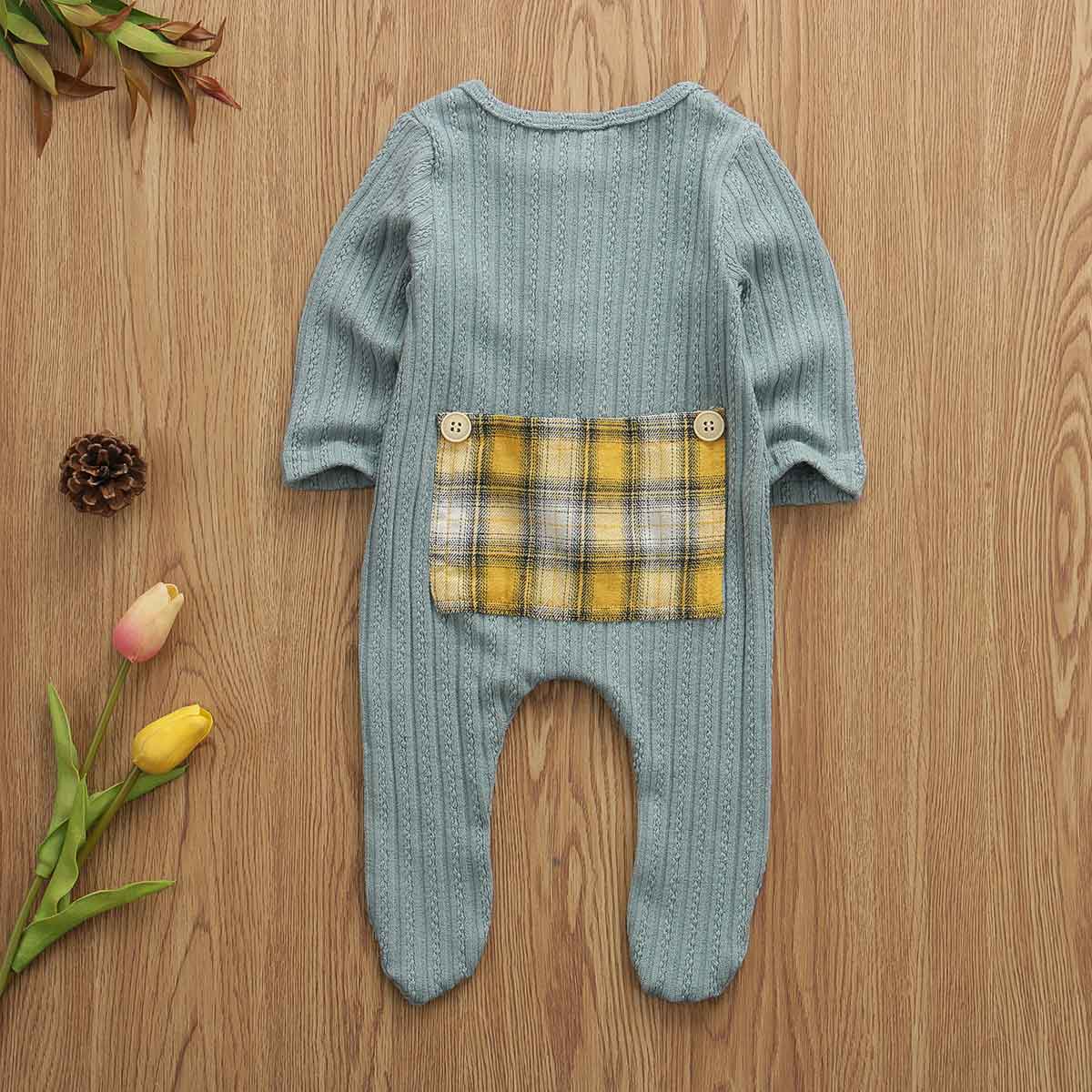 推荐0-9M Newborn Toddler Baby Boy Girls Romper Plaid Patchwo