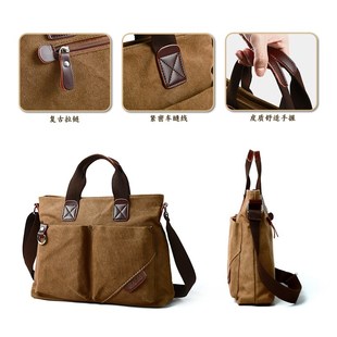通勤男款手提包帆布包商务休闲斜挎包背包大容量单肩包男士公文包