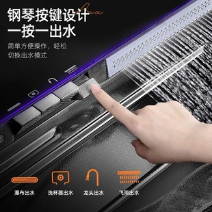 数显飞雨瀑布水槽304不锈钢手工大单槽家用厨房台上下洗菜碗盆池