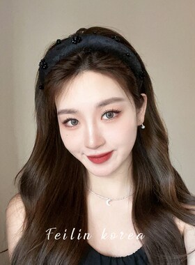 黑色发箍头饰女2024新款发卡发捆高颅顶夏季洗脸压发法式宽边头箍