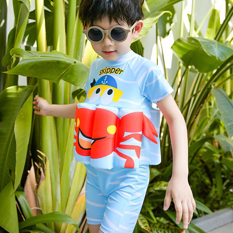 儿童浮力泳衣男童连体漂浮速干泡温泉网红新款漂浮衣男孩游泳装