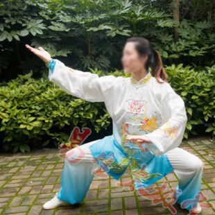 新款桔白渐变刺绣龙凤男女款太极服练功服武术表演服比赛服剑术服