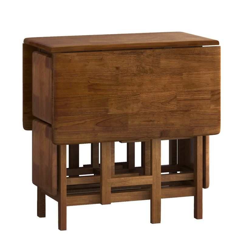 吃饭桌子家用小户型折叠餐桌全实木可收纳桌长方形带凳子桌椅套装