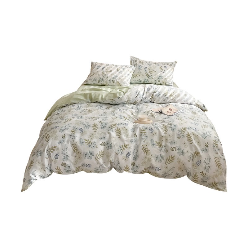 OF9Dins风韩式小清新100全棉四件套田园碎花床单被套少.女心纯棉