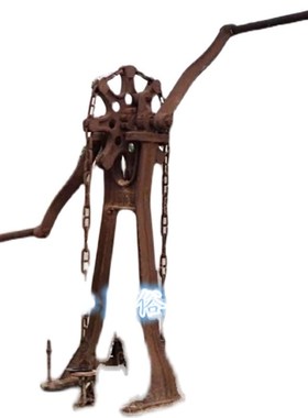 民俗怀旧老物件农耕文化生产大队铁水车牛拉人推T手摇水车木龙骨