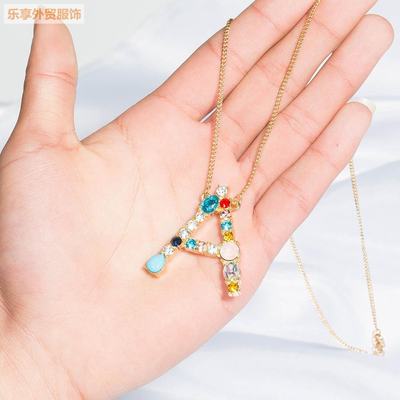 速发new Multicolor fashion letter pendant necklace with micr