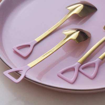 极速Luxury Pink Gold Spoon Cutlery Tableware Spoons Shovel