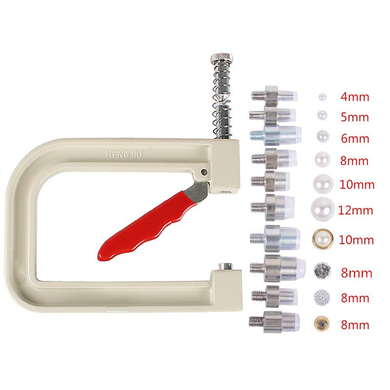 跨境亚马逊 便携手动钉珠机打y无孔珠工具 四爪钉服装饰品模具套