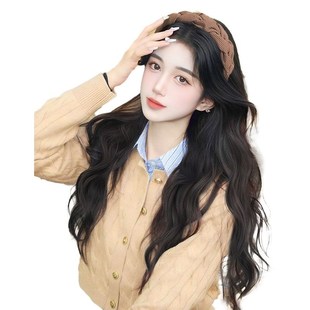 发箍假发女长发一体时尚 美拉德仿真发半头套自然水波纹卷发假发套