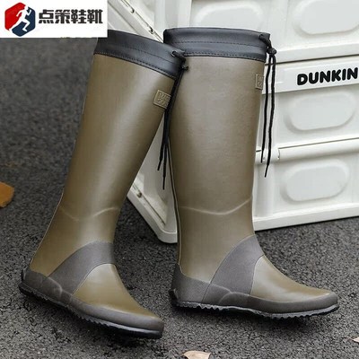 水鞋男高筒橡胶雨鞋户外露营防滑水靴野鸟协会平替雨靴胶鞋深棕色