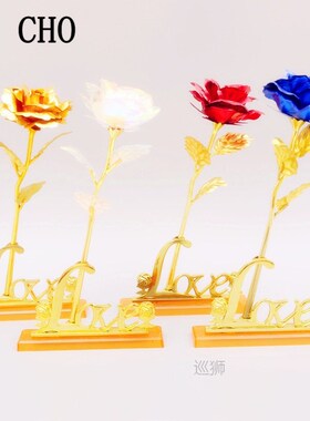24K Plated Gold Rose Flower Artificial Flower 24K Foil Rose