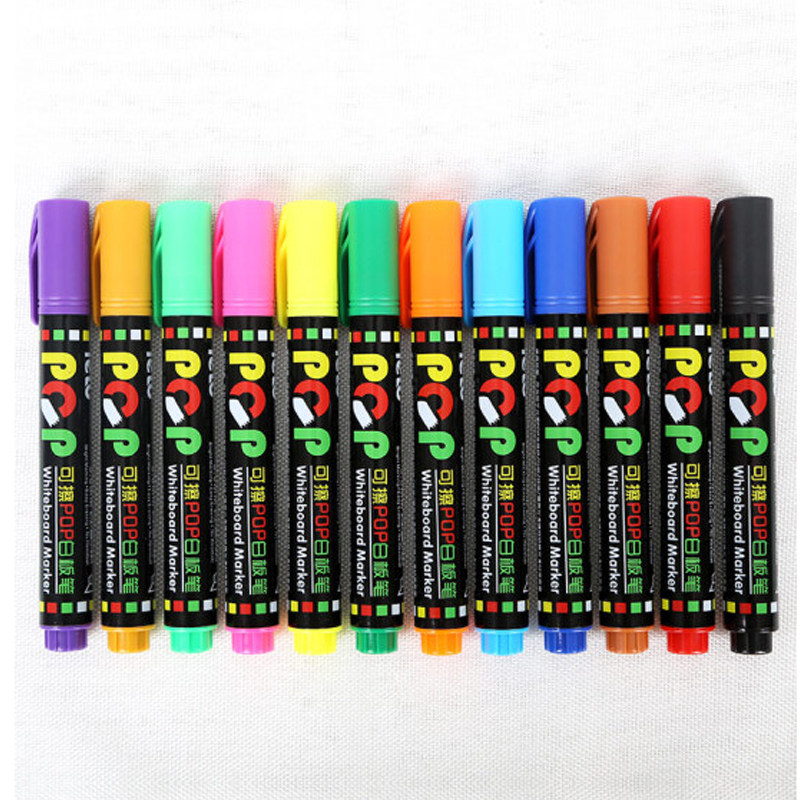 화이트보드 펜은 지울 수 있고 쉽게 닦아낼 수 있는 수성 어린이용 무독성 W-COLOR 밝은 쓰기 펜입니다. 컬러 화이트보드가 있는 대형 헤드 화이트보드용