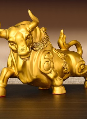黄铜大号牛摆件华尔街牛办公室装饰工艺品旺市开业招财铜牛