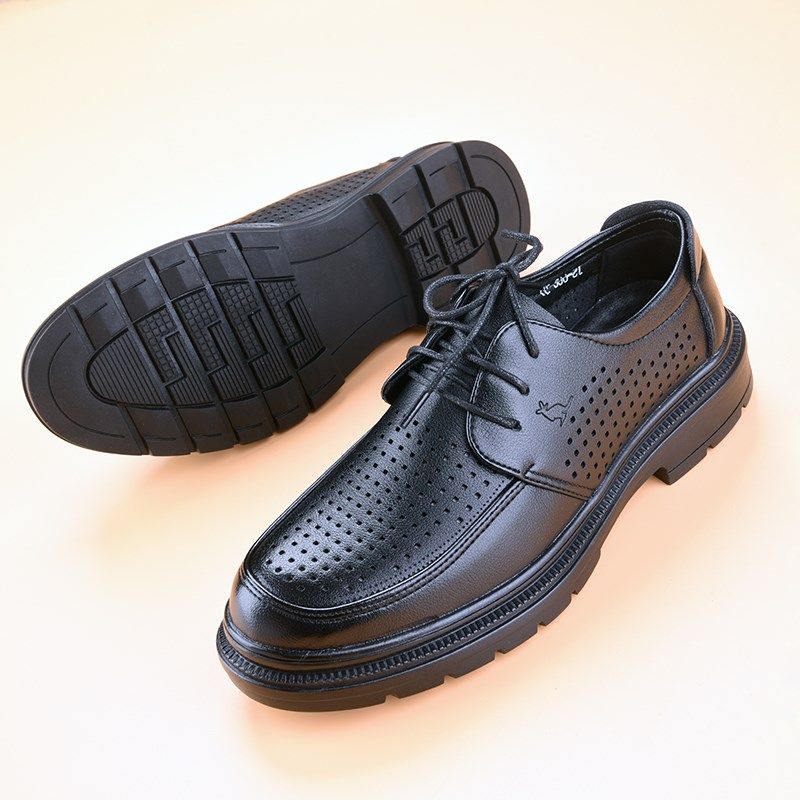 镂空皮鞋男夏季透气打孔软底商务休闲男鞋夏天皮凉鞋男款2024新款,流行男鞋,休闲皮鞋,淘宝优惠券,粉丝福利购,淘宝优惠卷