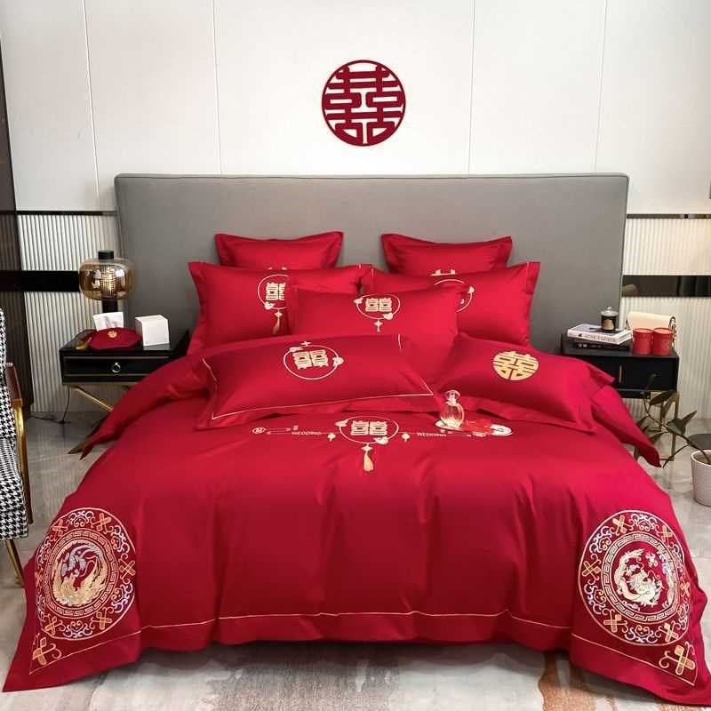 z7a龙凤喜被四件套结婚刺绣大红色被套床单床笠婚庆陪嫁床上,床上用品,婚庆床品套件,淘宝优惠券,粉丝福利购,淘宝优惠卷