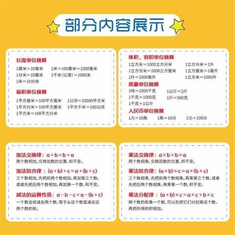 极速小学生公式挂图小学数学公式大全挂图表必背基础核心知识点图