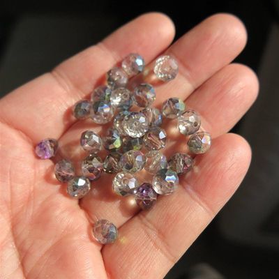 新品Plated Colorful Rondelle Faceted Crystal Glass 3mm 4mm 6