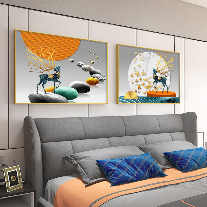 2022年新款卧室床头装饰画现代简约主卧房间客厅挂画酒店墙面壁画图片