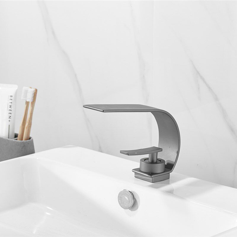 瀑布黑色冷热水龙头洗脸盆创意浴室卫生间洗手台下盆家用面盆龙头