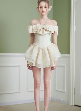 速发First Date原创夏镶钻蝴蝶结公主蓬蓬裙Q仙女裙生日裙约会连