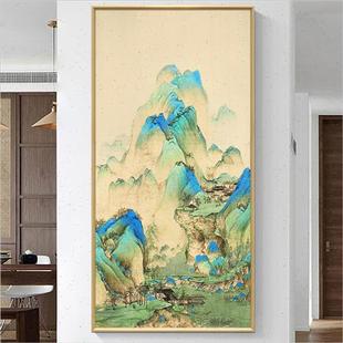 急速发货千里江山图青绿山水别墅挂画客厅背景墙玄关装 饰画