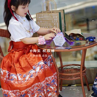 男童女童马面裙古装套装t儿童汉服夏季短袖明制日常穿一片式薄款