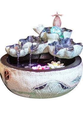 中式创意风水轮招财旺财流水喷泉摆件客厅办公室开业礼品鱼缸落地