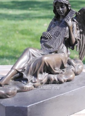 琵琶天使少女铜雕塑工艺品音乐人物雕塑摆件家居饰品生日礼品