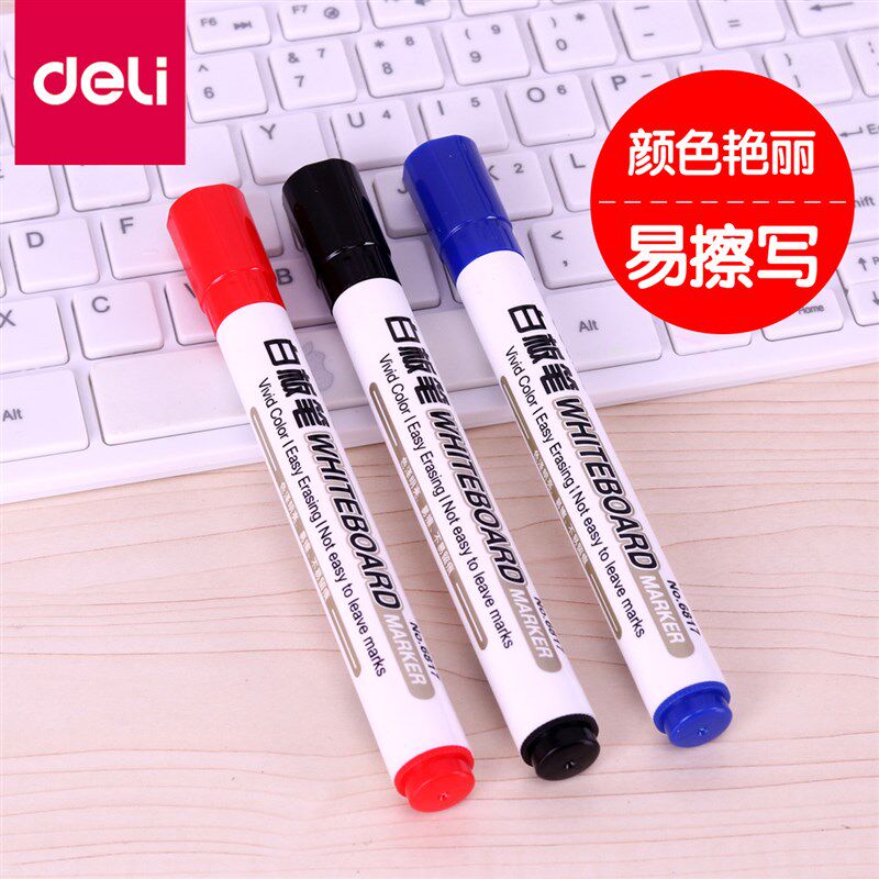 [10개입] 델리 화이트보드 펜 검정색 수성 지울 수 있는 어린이용 빨간색과 파란색 칠판 펜 12색 드로잉 펜