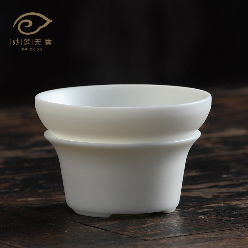 妙莲天香 白瓷茶叶过滤器茶道零配陶瓷滤茶器茶漏网羊脂玉瓷茶具