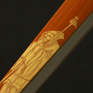 精品名家刘超纯手工留青雕刻诗人图老玉竹扇骨文玩文人折扇竹扇子