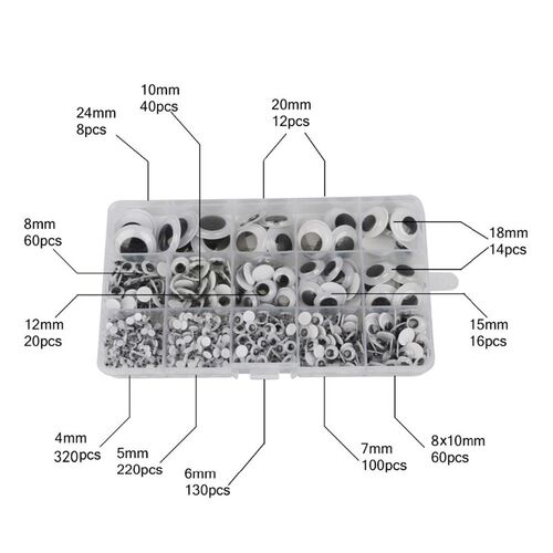 1000PCS Self-adhesive Mixed Size 4-24mm Eyes   Dolls Googly