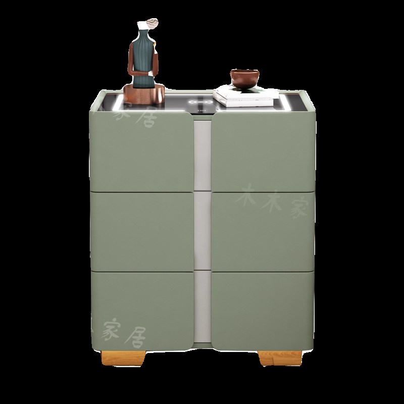 智能床头柜现代简约多功能无线充电带灯隐藏式密码锁保险箱带音响