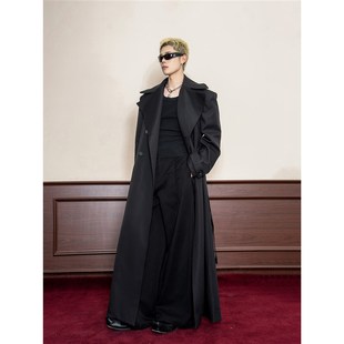 DBW Doublewin复古高级感大翻领收腰风衣外套男阔挺宽肩长款大衣