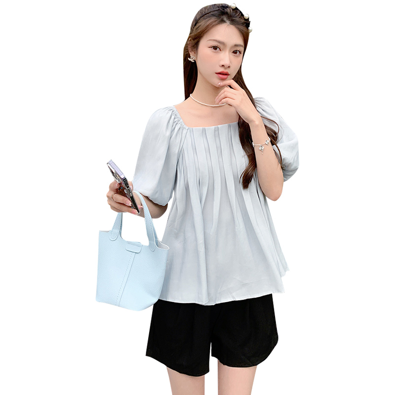 孕妇上衣夏季遮肚子娃娃衫女小个子孕妇装套装夏装时尚.洋气两件