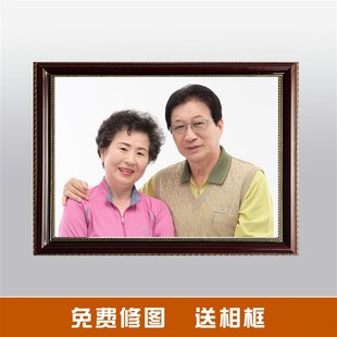 瓷像老人瓷相摆台烤瓷照片瓷板定制陶瓷肖像实木相框画像纪念相片