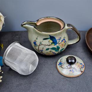 茶壶九谷烧手工泡茶J壶带茶漏家用陶瓷泡茶器 高档予粹茶具日式