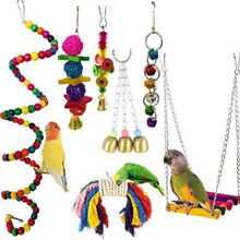 Hanging Parrot Kit Swing 7Pcs Birds Set Bells Toy 速发Cute