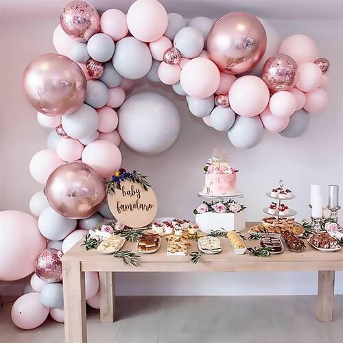 White Gold Balloon Garland Arch Kit  Birthday Foil Pink Ball