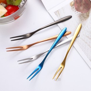 6/12pcs Stainless Steel Two-tine Fork Fruit Fork set Tablewa
