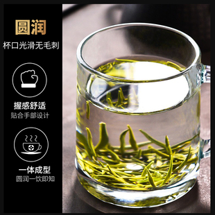 把手带盖透明玻璃杯耐热防爆耐高温水杯G定制logo茶杯印字杯子商