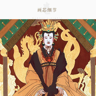 武则天画像 唐朝女皇帝人物画像 复古中式卷轴挂画装饰字画丝绸画
