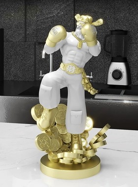 速发开业礼物肌肉财神爷摆件吧台前台收银台公司招财桌面小摆件工