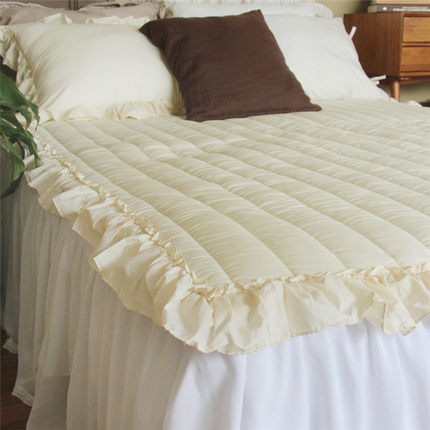 韩式简约公主床垫纯棉白色荷叶边加厚夹棉绗缝床垫子全棉床盖床品