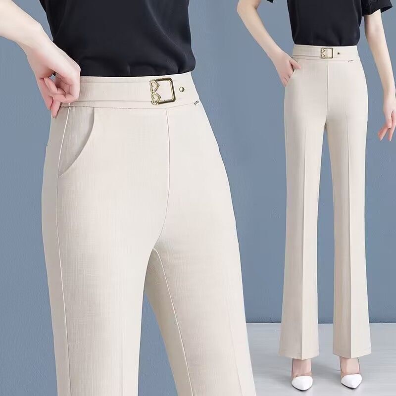 冰丝微喇裤女夏季2024新款高腰百搭显瘦棉麻休闲西装薄款喇叭裤子,女装/女士精品,休闲裤,淘宝优惠券,粉丝福利购,淘宝优惠卷