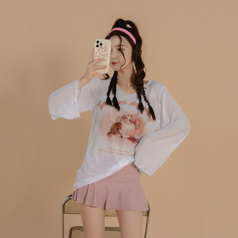 泳衣女款分体式纯欲风三件套女孩聚拢日系甜美仙女2023新款小个子